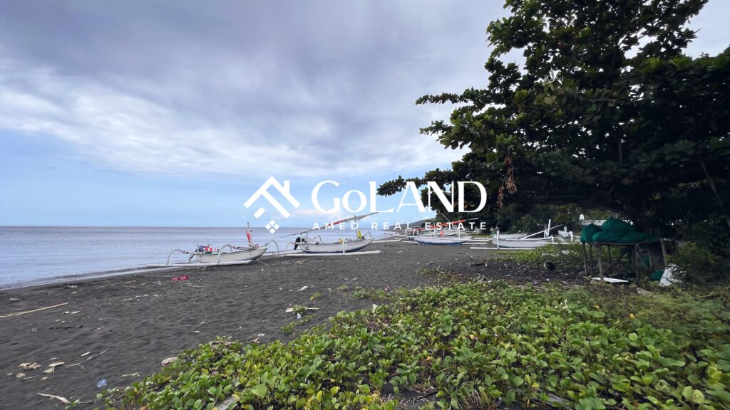 view from the front of a beachfront plot in Amed